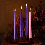 Pandaing Christmas Products 15 Purple and 5 Pink 10 Inch Unscented Taper Advent Candles Set (Set of 20)