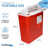 Oakridge Products Sharps Container for Home Use and Professional 5 Quart (3-Pack), Biohazard Needle and Syringe Disposal, Mailbox Style Lid, CDC Certified