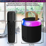 Karaoke Machine for Kids, Mini Portable Bluetooth Karaoke Speaker with 2 Wireless Mics and LED Lights for Kids Adults, Christmas Birthday Gifts Toys for Girls Boys Family Home Party