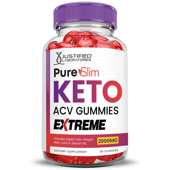 (2 Pack) Pure Slim Keto ACV Gummies Extreme 2000MG PureSlim Keto Gummies Advanced Formula Apple Cider Vinegar with Pomegranate Beet Juice Powder B12 Vegan Non GMO 120 Gummys