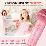 SUDOTACK Mini Karaoke Machine for Kids, Portable Bluetooth Karaoke Speaker with 2 Wilreless Microphones with LED Lights, Christmas Kids Toys Gifts for Girls 4, 5, 6, 7, 8, 9, 10 +Year Old-Pink(KM100)