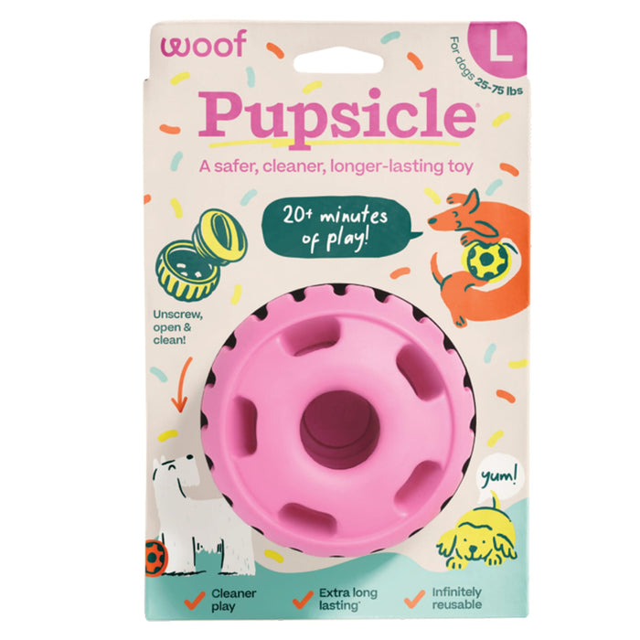 WOOF Pupsicle Interactive Dog Ball Toy for Dogs Large 25-75 lbs - Pink