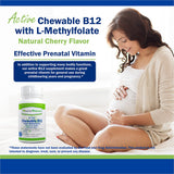Power By Naturals Active Chewable Methylated B12 with L-Methyl Folate Supplement for Women & Men, Cherry Flavor, 60 Tablets