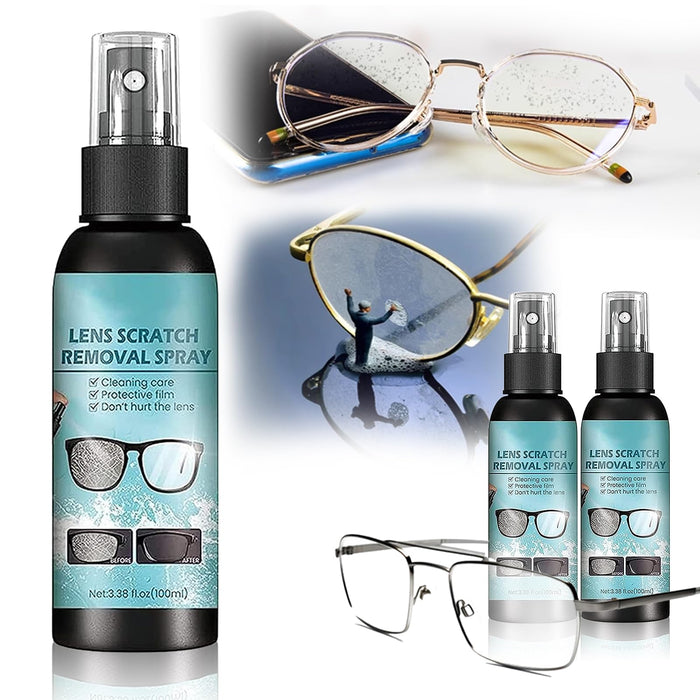 2PCS-Lens Scratch Remover, Scratch Remover for Eyeglasses, Eyeglass Scratch Remover, Lens Scratch Remover for Eye glasses, Pocket & Travel Essentials, Eye glass Cleaners Spray.(100ml)-C, Blue