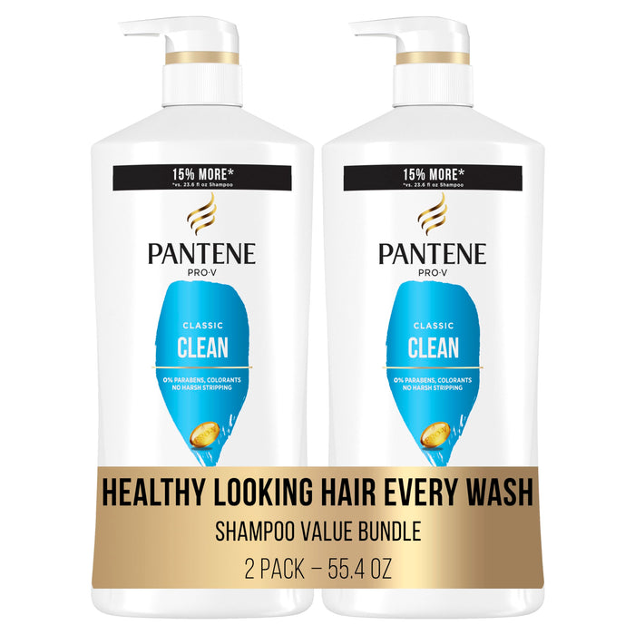 Pantene Shampoo Twin Pack with Hair Treatment, Classic Clean,55.9 fluid ounces