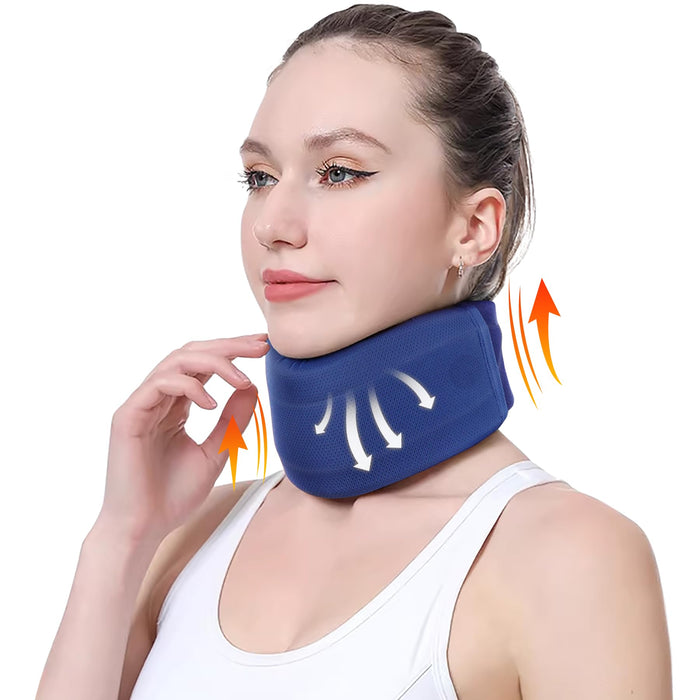 CozyHealth Neck Brace for Neck Pain and Support, Soft Neck Support Relieves Pain & Pressure in Spine for Women & Men, Wrap Align Stabilize Vertebrae Foam Cervical Collar for Sleeping (GBlue, M, 3.5" Middle Height)