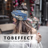 Tobeffect Wide Headbands for Women, 7'' Floral Printed Turban Headband Boho Hairband Twist Hair Accessories, 6 pack