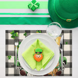 St. Patrick's Day Gnomes Placemats Set of 4,12x18 Inch Gnomes with Truck Buffalo Plaid Shamrock Heat-Resistant Place Mats,Green Irish Table Decors for Seasonal Farmhouse Kitchen Dining Holiday Party