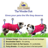 SurgiSnuggly Dog Surgery Recovery Suit for Female Or Male Dogs,Veterinarian Invented Dog Onesie is Better Than A Dog Cone, American Milled Fabric is Safe Spay Or Neuter Surgical Recovery Easy PI LL