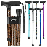 Vive Folding Cane - Foldable Walking Cane for Men, Women - Fold-up, Collapsible, Lightweight, Adjustable, Portable Hand Walking Stick - Balancing Mobility Aid - Sleek, Comfortable