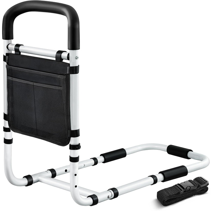 AUVON Bed Rails for Elderly Adults Safety, Adjustable Bed Assist Rail with Double Crossbeam, Ultra-high Bed Support Bar with Storage-Pocket, Bed Guard Ensures Seniors Get in or Out of Bed Safely