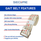 Secure Gait Belt for Seniors 60” - Quick Release Metal Buckle - Transfer Walking Gate Lift Assist Elderly PT Physical Therapy