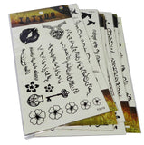 12 Sheets Temporary Self Adhesive Transfer Arabic Arabian Tattoo Tattoos Stickers Black Waterproof Sticker Islamic Muslim Islam Body Henna Word Ramadan Eid Stencils Stencil Temples Body Art Designs