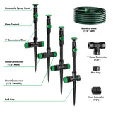 RESTMO Flexible Sprinkler System, Above Ground DIY Irrigation Kit, Multi-Adjustable Lawn Sprinkler Set, Ideal for Plant and Flower Bed Watering, 50ft Garden Hose Included