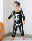 VAENAIT BABY Infant Kids Toddler Boys Girls Halloween Novelty Pajama Set Skeleton Orange XXS