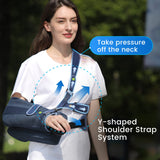 Velpeau Shoulder Sling Immobilizer with Abduction Pillow Support Brace for Women & Men, Rotator Cuff Surgery, Dislocated, Subluxation,Broken Collarbone, Fits Left & Right Arm (Blue, L: Bust ﹥40.5″)