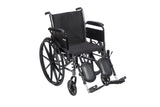 Drive Medical K318DFA-ELR Cruiser III Lightweight Folding Wheelchair with Flip Back Detachable Full Arms and Elevating Leg Rest (Black, 18 Inch, 39lbs)