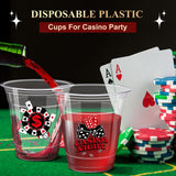 Pickmesh 200 Pack Casino Night Disposable Plastic Cups Bulk 10 oz Clear Plastic Cups Disposable Tumbler Cups for Casino Party Decorations Dice Poker Themed Game Supplies