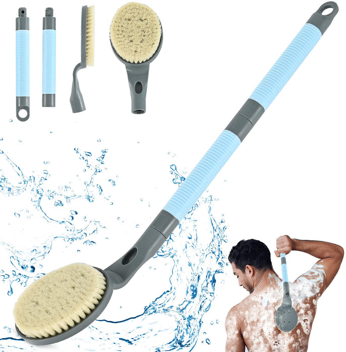 Back Scrubber Anti Slip for Shower, 21.7” Detachable Back Bath Brush for Shower, Back Scrubber, Exfoliation and Improved Skin Health for Elderly with Limited Arm Movement, Disabled (21.7” Grey)