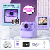 Upgrade Kids Camera Instant Print for Boys and Girls, 1080P HD Dual-Lens Selfie Digital Camera with Print Paper & 32G Card, Christmas Birthday Gifts Toys for Toddler and Teenagers Age 3-16 Years Old