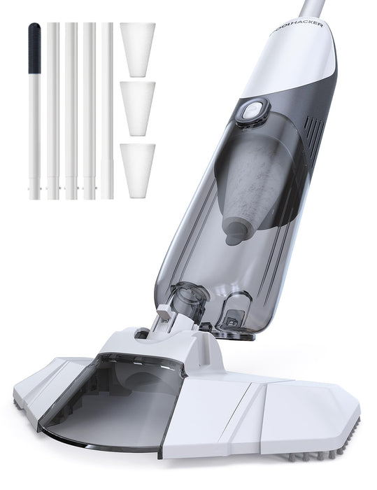 [Patent] POOLHACKER Cordless Handheld Pool Vacuum for Above Ground Pool & Inground Pools, Pool Vacuum Cleaner Flexible Head for Curved, 18.5 GPM Strong Suction, 1-Click Debris Emptying, Rechargeable