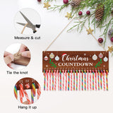 Christmas Countdown Wooden Advent Calendar(17”x5.5”), Candy Canes Days Until Xmas Wall Calendar with Snowflakes Christmas Balls Mistletoe, Christmas Number Date Decorations for Xmas Party Party