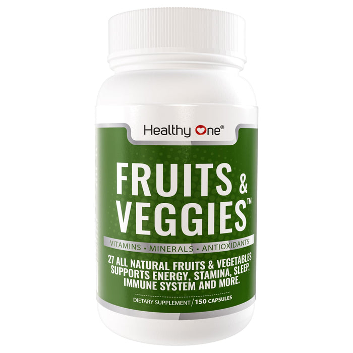 Healthy One Fruit and Veggies Supplement - 27 Superfood Fruit and Veggie Vitamins for Adults - Support Immune System - Daily Fruits and Vegetables Supplements - 150 Veggie Fruit Capsules