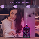 Essential Oil Diffuser Aromatherapy Diffuser - 120ml Glass Ultrasonic Cool Mist Scent Aroma Diffuser, Whisper Quiet with Auto Shut-Off, 4 Timer Setting &7 Colors Night Light for Home (3D Fireworks)