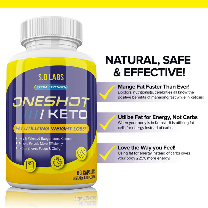 (3 Pack) One Shot Keto Pills Oneshot Keto 1 Shot Fat Advanced Formula Supplement As Seen on TV (180 Capsules)