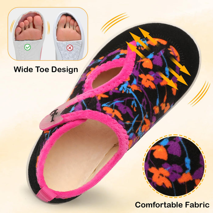 L-RUN Diabetic Slippers for Women Wide Toe Box Walking Shoes for Swollen Feet Orthopedic Shoes for Elderly Orange 9 Wide