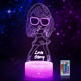 COVER JOY 3D Night Light Tay Gifts: TS Fans Merch, Table Lamp with Remote Control and Smart Touch, Singer Gifts for Girls Room Decor Music Party Birthday Christmas