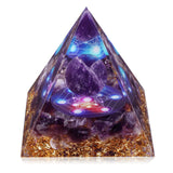 Hopeseed Orgone Pyramid for Positive Energy, Orgonite Amethyst Healing Crystal Pyramids for Reduce Stress Chakra Reiki Healing Meditation Attracts Lucky and Success