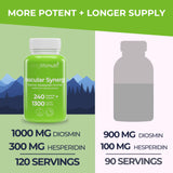 LongLifeNutri Diosmin Hesperidin Complex, Vascular Synergy 1000mg/300mg for Optimal Circulation, Vein Support, Leg Comfort & Smooth Blood Flow: 240 Capsules, 120 Servings, 4-Month Supply, Made in USA