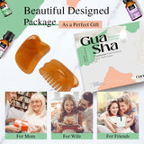 Gua Sha Facial Tools and Massage Oil Set, Natural Amber Stone GuaSha Massage Tool for Face and Body Massage, Skin Scraping Lifting and Firming, Back and Neck Release Reduce Muscle Pain (12 in 1)