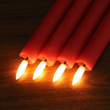 GenSwin Flameless Red Taper Candles Flickering with 10-Key Remote, Battery Operated Led Warm 3D Wick Light Window Candles Real Wax Pack of 6, Christmas Home Wedding Decor(0.78 X 9.64 Inch)