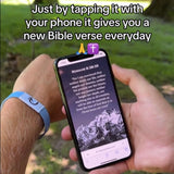 Bible Verse Bracelets,Christian Daily Bible Verse Bracelet Scan,Wearable Bible Bracelet,Religious Bracelets with Nfc,Inspirational Bible Verse Religious Jewelry Gifts for Men Women Teens(God ls Greate