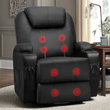 Flamaker Power Lift Recliner Chair PU Leather with Massage for Elderly Ergonomic Lounge Chair Classic Single Sofa with 2 Cup Holders Side Pockets Home Theater Seat (Leather, Light Black)