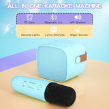 YLL Mini Karaoke Machine for Kids, Portable Bluetooth Speaker with Wireless Microphone, Christmas Birthday Toys Gifts for Boys 3 4 5 6 7 8 9 10 11 12 + Party Family School(Blue)