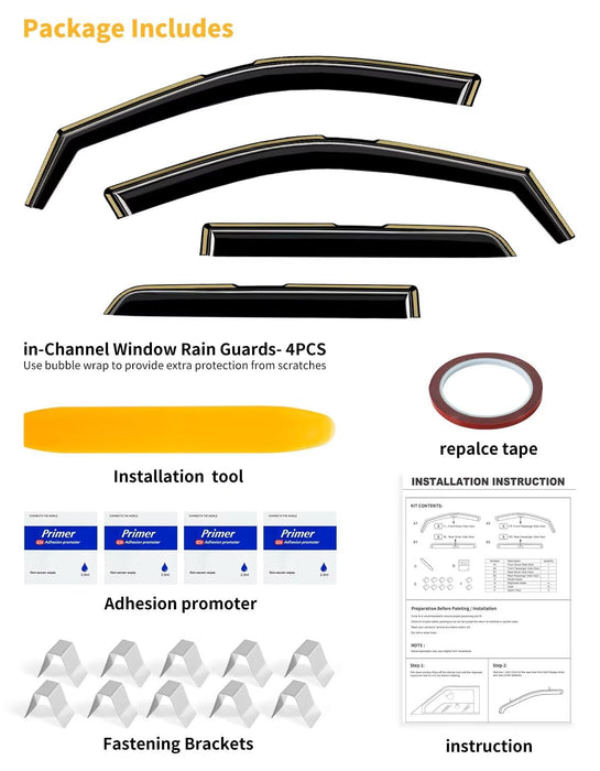 Saleago in-Channel Window Rain Guards Fit for Toyota Camry 2018 2019 2020 2021 2022 2023 2024 Extra Durable Window Visors Window Deflectors Vent Visors Vent Shades Car Accessories-4 pcs 2-Q14