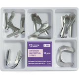 30 Piece Dental Anterior Matrix Kit with Proximal Strips and Twin Anterior Matrices - 0.035mm Thickness Soft Stainless Steel Bands Double-Side Sectional Contoured Design for Front Teeth Restorations