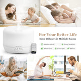 Aromatherapy Essential Oil Diffuser for Room: 500ml Oil Diffuser Colorful Aroma Air Humidifier with Adjustable Cool Mist Mode, Waterless Auto Off Ultrasonic Diffusers for Large Room Home Office(White)