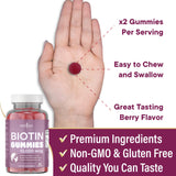 NEW AGE Biotin Gummies – Hair, Skin & Nails Gummies – 10,000 mcg - Supports Nail Strength and Healthy Hair - Non-GMO Supplement for Women, Men - Made in USA -120 Count