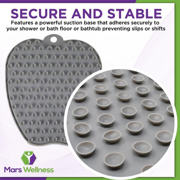 MARS WELLNESS Shower Foot Scrubber and Massager - Foot Scrubber in Shower - Suction Foot Scrubber - Cleaner and Massager Mat - Improves Circulation - Easy to Store - Gray