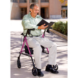 Carex Step 'N Rest Aluminum Rolling Walker For Seniors, Pink - Rollator Walker With Seat - With Back Support, 6 Inch Wheels, 250lbs Support, Lightweight