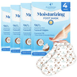 PLANTIFIQUE Korean Foot Mask Moisturizing 4 Pairs Box for Dry & Cracked Feet - Hydrating Socks for Soft Heels - Intense Moisturizing and Repairing Dry Rough Skin - Foot Spa - Happy Feet Mask