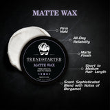 TRENDSTARTER - MATTE WAX (4oz) (PACK of 2) - Firm Hold - Matte Finish - New Fragrance Spring 2023 - Mens Hair Products – Premium Water Based All-Day Hold Hair Styling Pomade – Flake-Free Styling Wax for All Hair Types