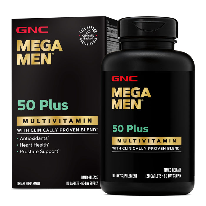 GNC Mega Men 50 Plus Multivitamin for Men, Heart & Prostate, 120 Count