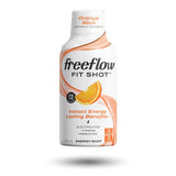 Freeflow Fit Energy Shots, Orange Slice, Natural Caffeine Boost with L-theanine, Ginseng, Vitamins, Prebiotics, Electrolytes (6 Count, 2oz Shots)