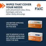 Fixic Adhesive Remover Wipes - 50 PCS - Premium Adhesive Removal Wipes - Large Adhesive Tape Remover Pads with Aloe - The Best Adhesive Remover for Skin from Bandages, Tapes, and Ostomy Adhesives!