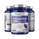 NusaPure Astragalus 6000mg Per Serving, 200 Veggie Capsules, Extract 20:1, Non-GMO & Bioperine